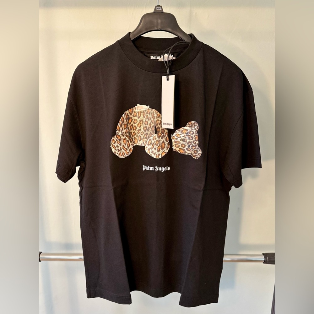 Palm Angels Leopard Print Bear Tee - Black